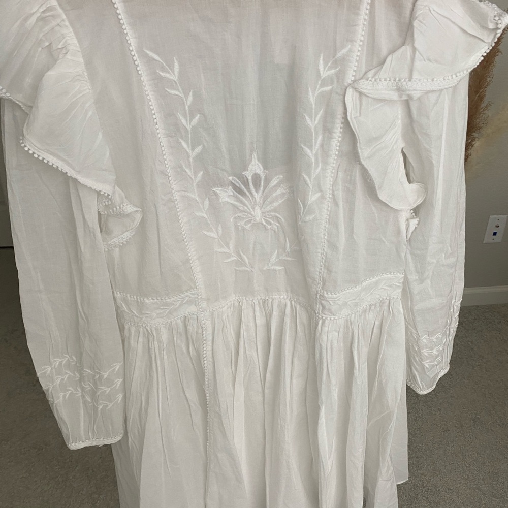 Banana Republic White Embroidered Cotton Summer Dress